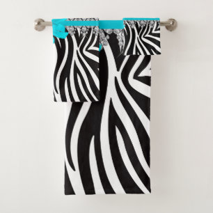 Diamond Delilah Zebra (Teal) Bath Towel Set