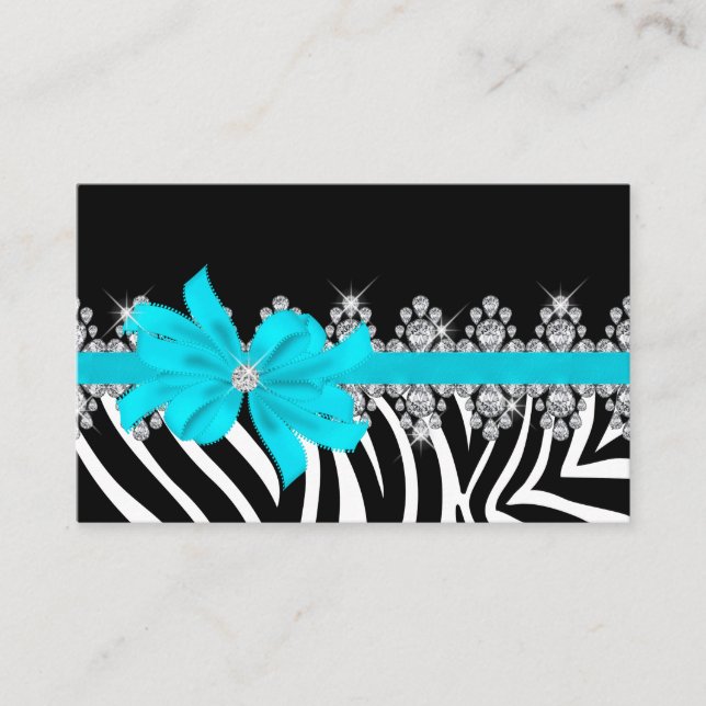 Diamond Delilah Zebra (Teal) Business Card (Front)