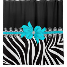 Black And Turquoise Shower Curtains, Turquoise And Black Shower Curtain
