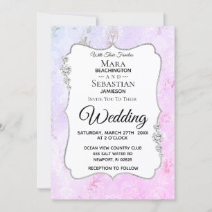 *~* Diamond Demask Photo - RSVP - QR Wedding Invitation
