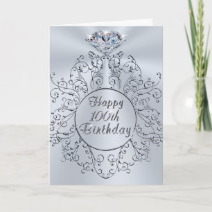 Diamond Design Happy 100th Birthday Card for Her