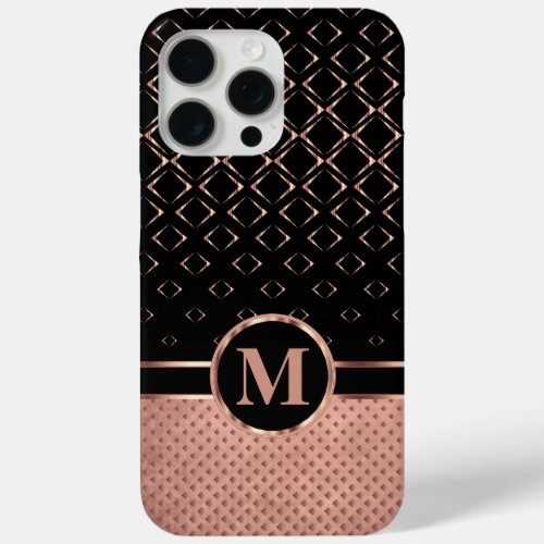 Diamond Design Rose Gold and Black  iPhone 15 Pro Max Case