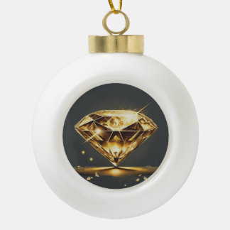 Diamond Designed Ceramic Ball Christmas Ornament