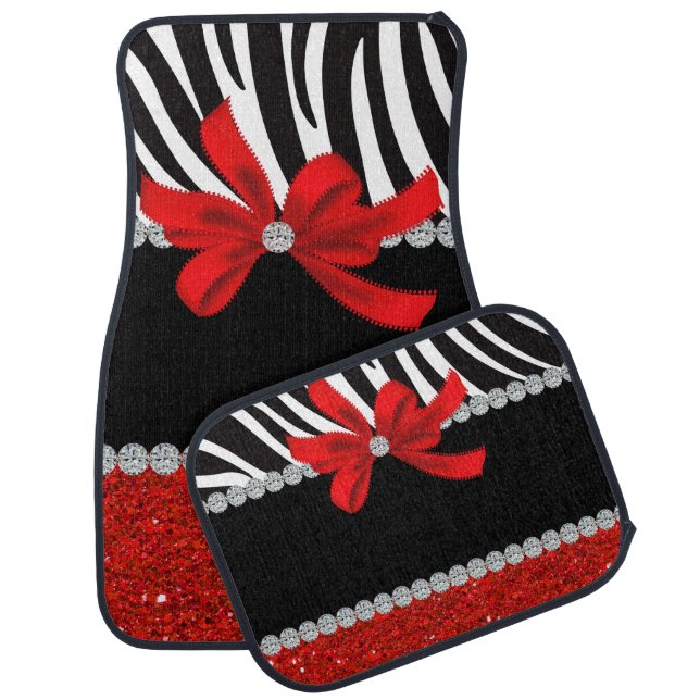 Diamond Diva (Red Glitter) Car Floor Mat (Set)