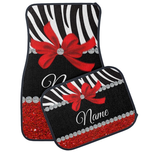 Diamond Diva (Red Glitter) Car Floor Mat (Set)