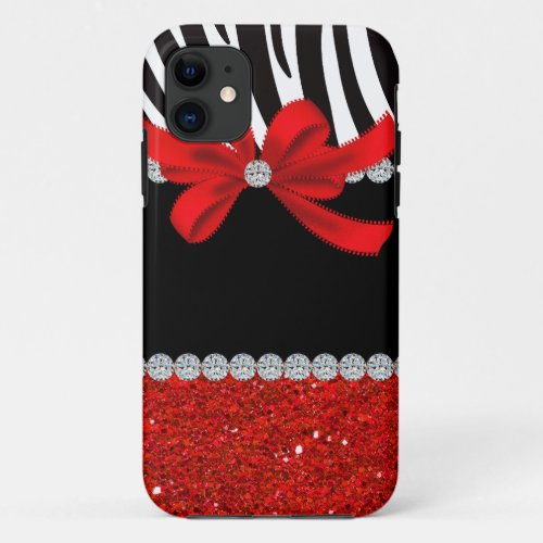 Diamond Diva red glitter iPhone 11 Case