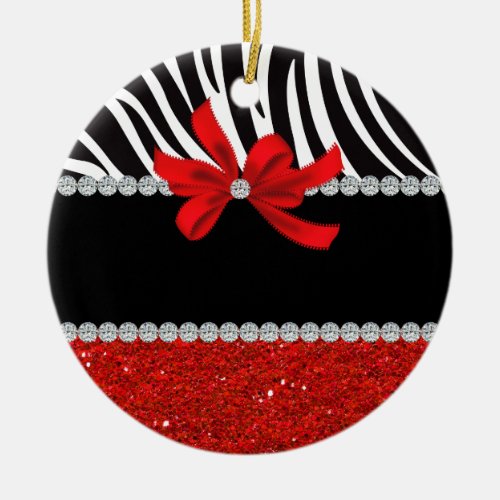 Diamond Diva red glitter Ceramic Ornament