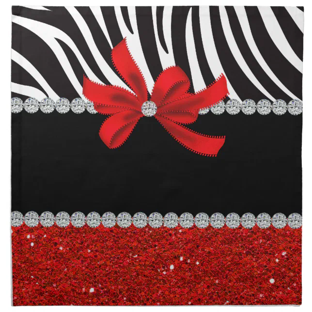 Diamond Diva (red glitter) Cloth Napkin Zazzle