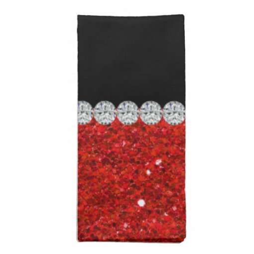 Diamond Diva (red glitter) Cloth Napkin Zazzle