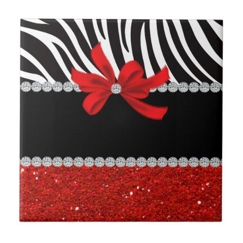 Diamond Diva red glitter Tile