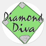 Diamond Diva Softball Classic Round Sticker