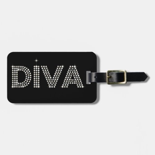 Diamond Diva Sparkling Black Luggage Tag