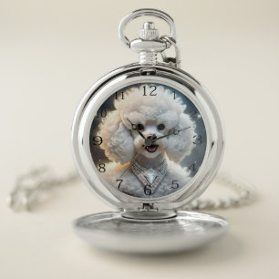 "Diamond Diva: The Glamorous Poodle in Sparkle" Pocket Watch