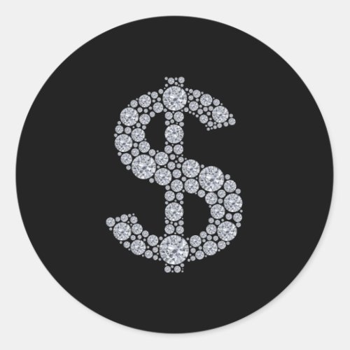 Diamond Dollar Sign Bling Classic Round Sticker
