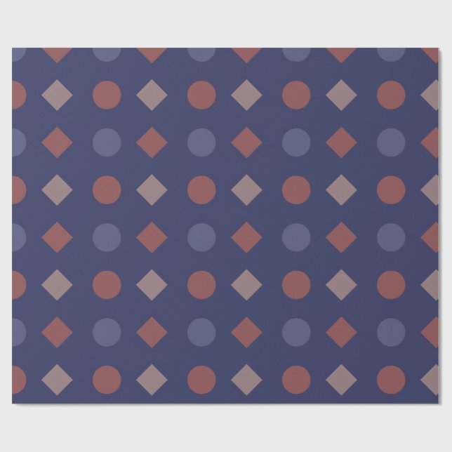 Diamond-Dot Retro Geometric Pattern Wrapping Paper (Flat)