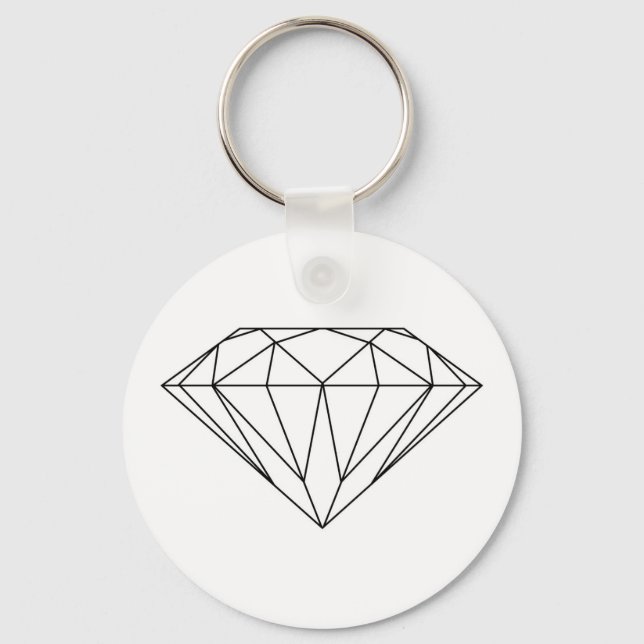 Diamond Drawing Black and White Modern Keychain (Front)