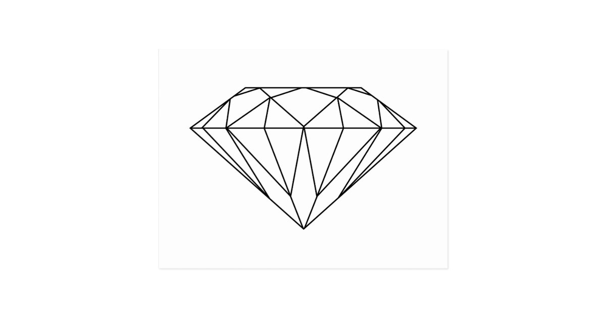 Diamond Drawing Black and White Modern Postcard | Zazzle