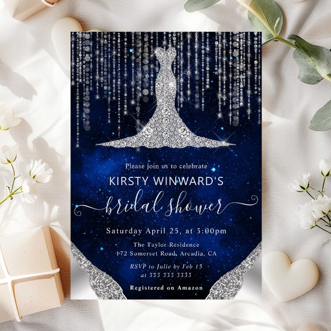 Diamond Dress & Bokeh String Lights Bridal Shower Invitation (Creator Uploaded)