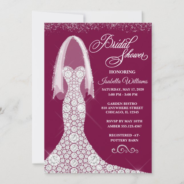 Diamond Dress Bridal Shower Invitation | Any Color (Front)