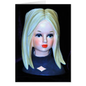 Diamond Dress Girl Lady Head Vase Mod Blonde Hair (Front)