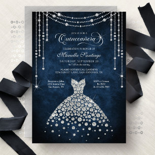 Diamond Dress Sparkle Quinceanera Invitation