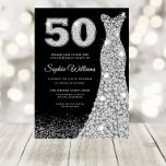 Diamond Dress Womans 50th Birthday Party Black Invitation<br><div class="desc">Diamond Dress Womans 50th Birthday Party Black Invitation

Variations to the invitation and matching items in our store</div>