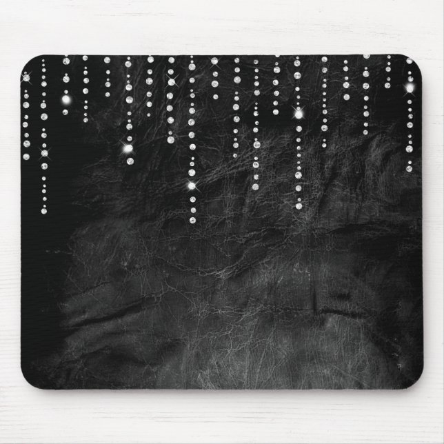 diamond drip on black leather mouse pad (Front)