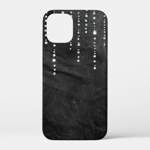 diamond drip on leather iPhone 12 mini case