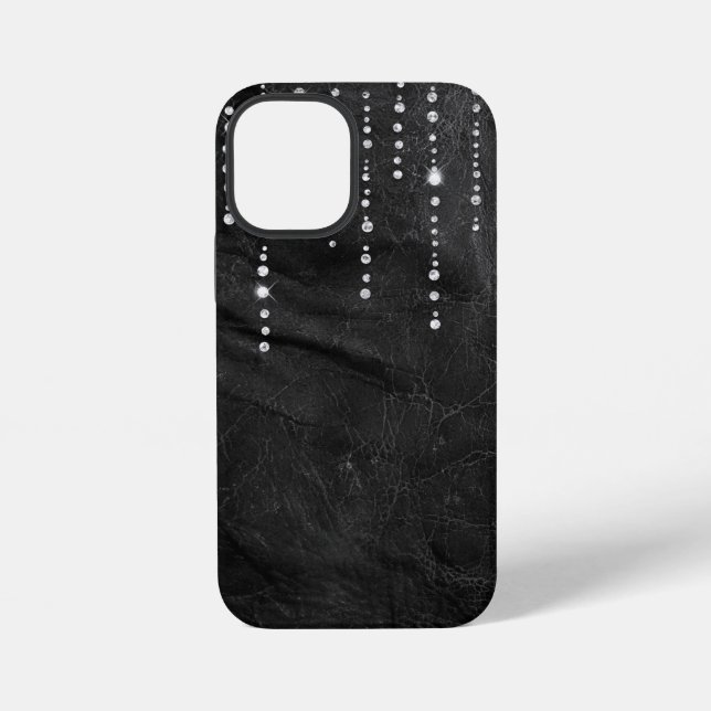 diamond drip on leather iphone case (Back)