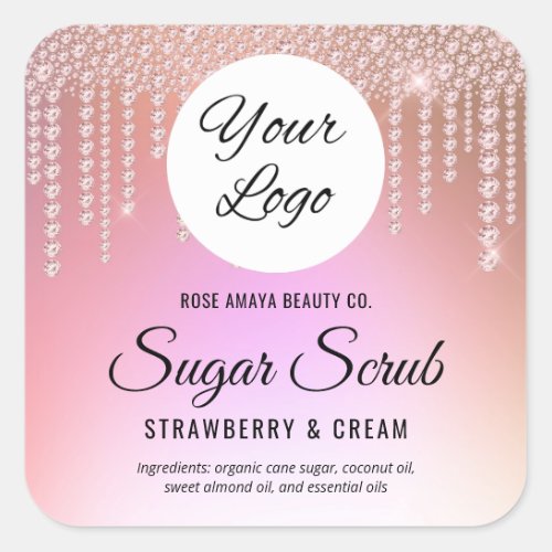 Diamond Drips Rose Gold Bath Body Product Label