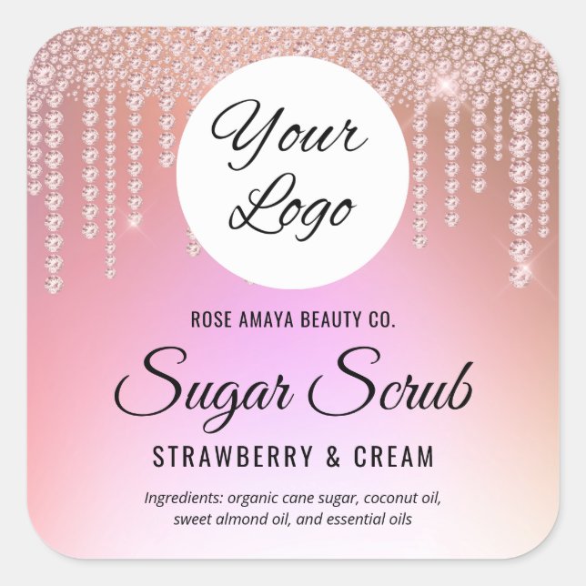 Diamond Drips Rose Gold Bath Body Product Label (Front)