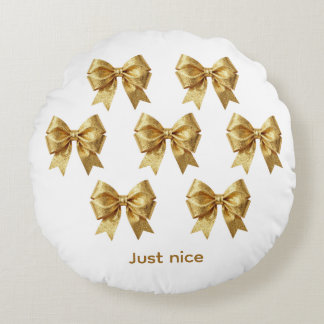 Diamond Dust Gold Ribbon Round Pillow