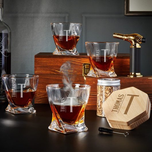 Diamond Elton Smoker Set with Whiskey Glasses (Front)