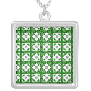 Diamond & Emerald Gemstone Art, Green Silver Plated Necklace