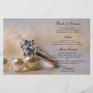 Diamond Engagement Ring and Pearls Wedding Menu