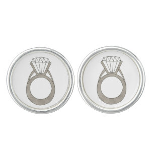 Diamond Engagement Ring Bling Wedding Day Groom Cufflinks