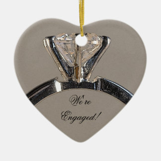 Diamond Engagement Ring on Gray Ceramic Ornament