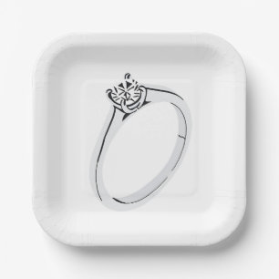 Diamond Engagement Ring Paper Plates