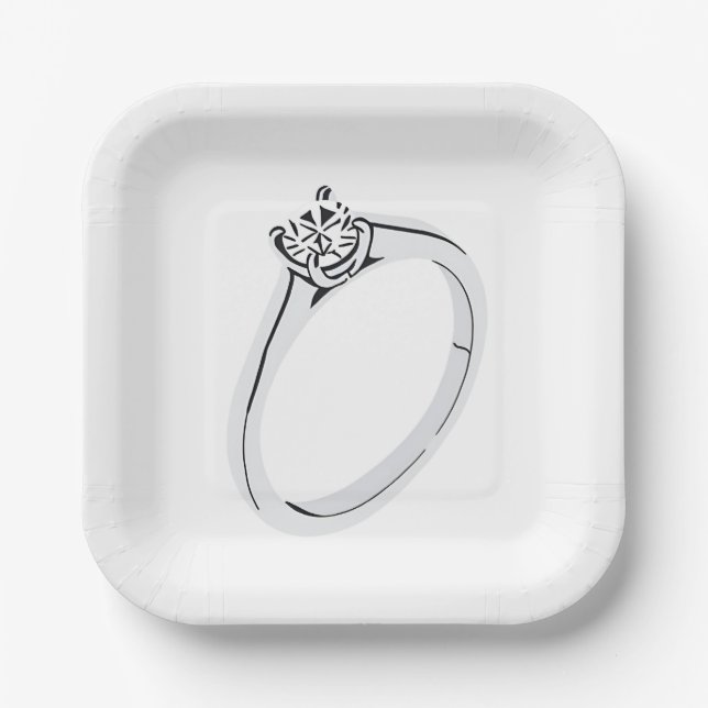 Diamond Engagement Ring Paper Plates (Front)