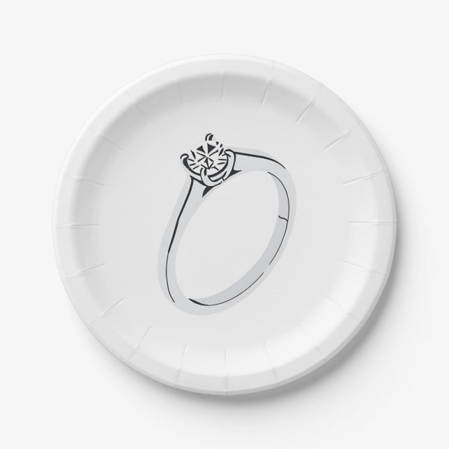 Diamond Engagement Ring Paper Plates (Front)