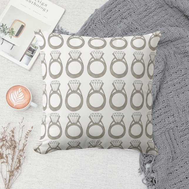 Diamond Engagement Ring Personalized Wedding Gift Throw Pillow (Diamond Ring Pillow)
