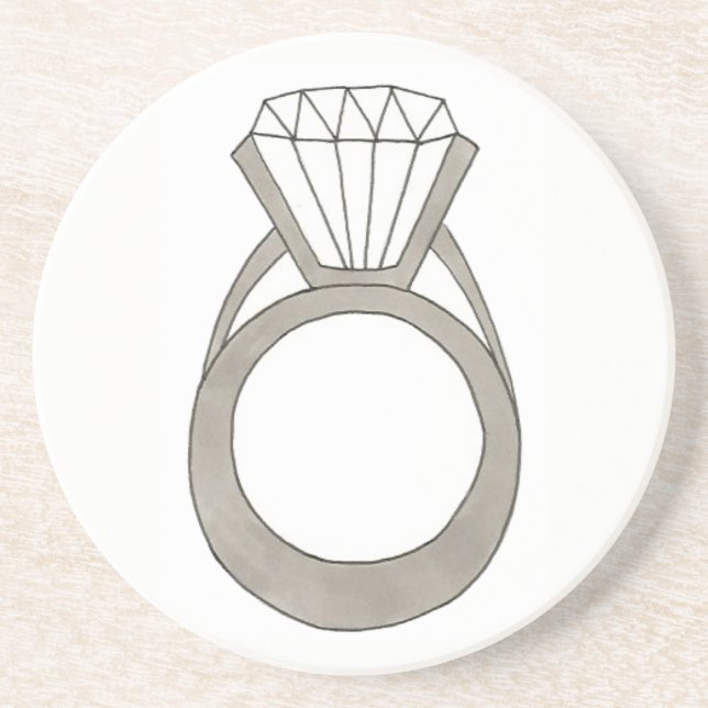 Diamond Engagement Ring Wedding Bridal Shower Coaster (Front)
