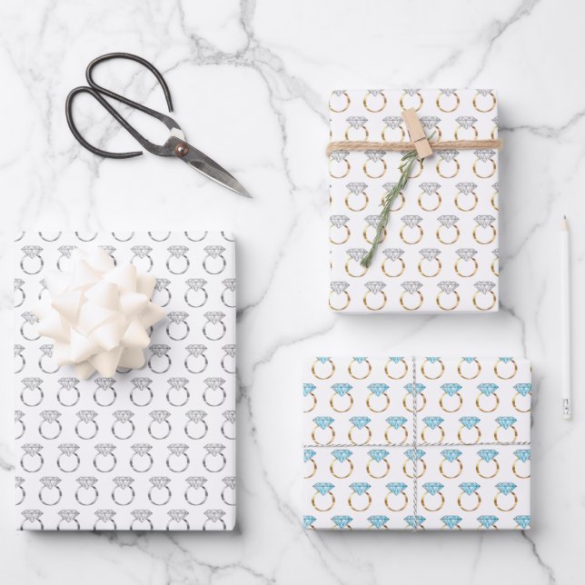 Diamond Engagement Rings Wrapping Paper Sheets (Front)