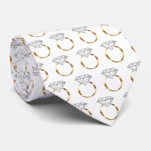 Diamond Engagement Wedding Ring Gold Pattern Neck Tie