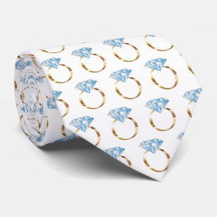 Diamond Engagement Wedding Ring Pattern Neck Tie