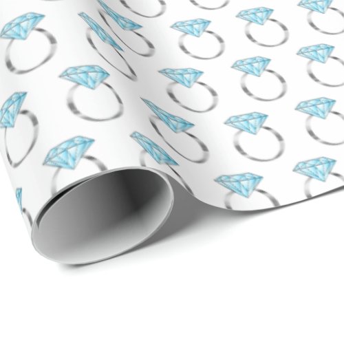 Diamond Engagement Wedding Ring Pattern Wrapping Paper