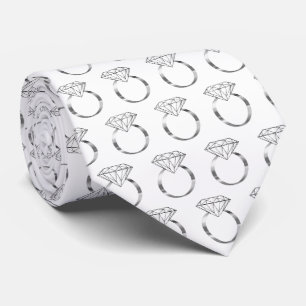 Diamond Engagement Wedding Silver Ring Pattern Neck Tie