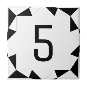 Diamond Facets Black and White Ceramic Tile