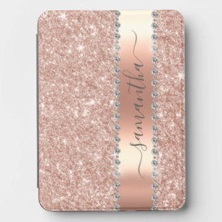 Diamond Faux Bling Glitter Calligraphy Rose Gold Kindle Cover