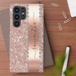 Diamond Faux Bling Glitter Calligraphy  Rose Gold  Samsung Galaxy S22 Ultra Case<br><div class="desc">Any glitter or diamonds in design are photos and simulated. This design may be personalized in the area provided by changing the photo and/or text. Or it can be customized by clicking Personalize this Template and then choosing the click to customize further option and delete or change the color of...</div>